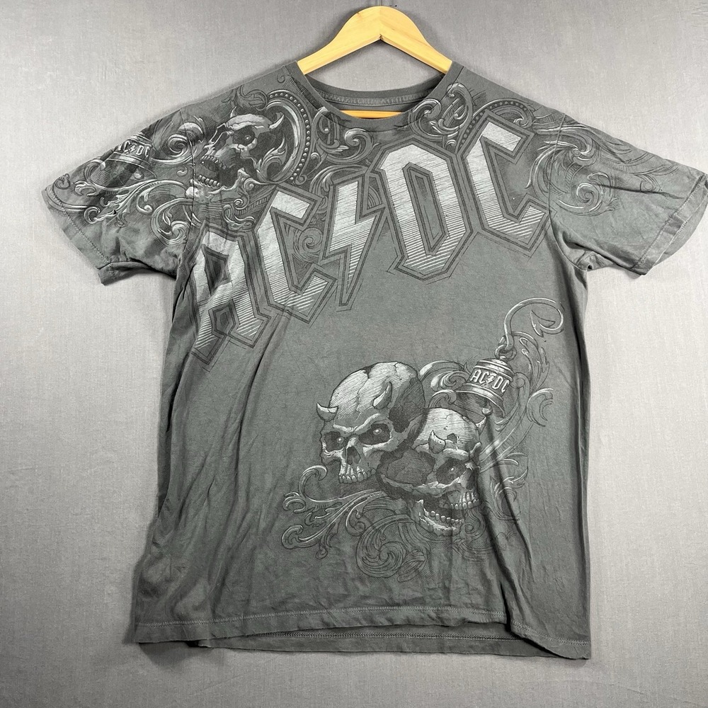 Liquid Blue Mens T-shirt Gray AC/DC Night Prowler Rock Band  Large